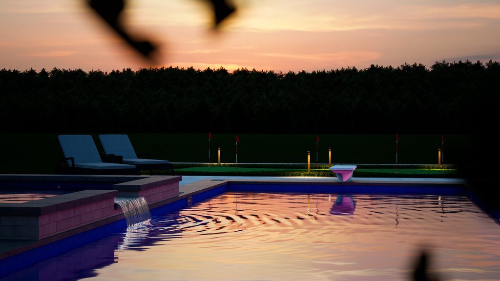fiberglass pool and backyard rendering